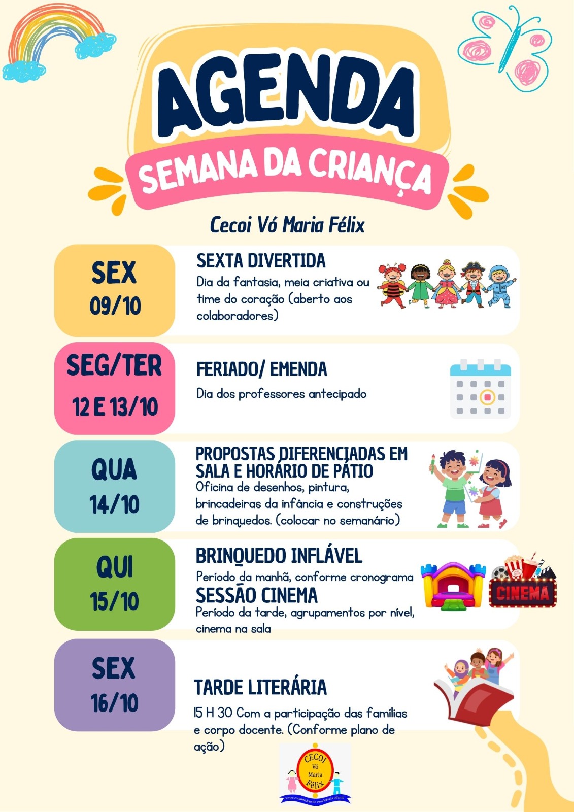 Programação para Recreação- Mês das crianças